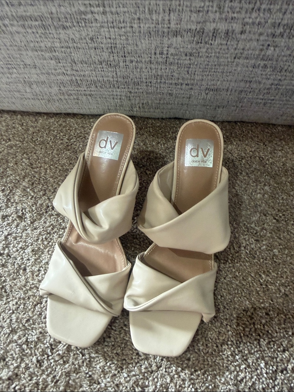 DV by Dolce Vita Cream Twisted Strap Slide Heels